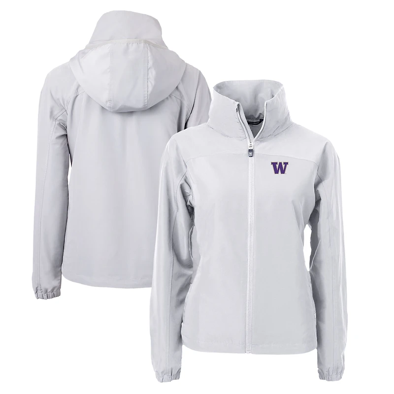 Veste zippée intégrale en tissu recyclé Charter Eco pour femme, grise, des Washington Huskies de Cutter & Buck