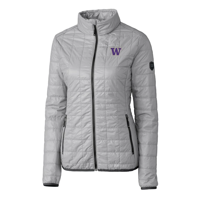 Doudoune isolante Rainier Eco entièrement zippée pour femme, grise, des Washington Huskies, Cutter & Buck