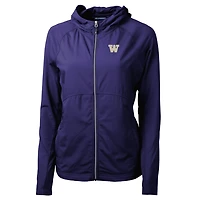 Women's Cutter & Buck Purple Washington Huskies Adapt Eco Knit Full-Zip Hoodie