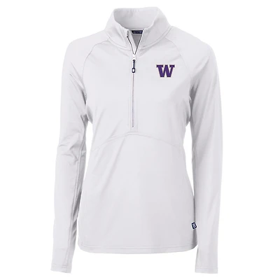 Women's Cutter & Buck White Washington Huskies Adapt Eco Knit Half-Zip Pullover Jacket