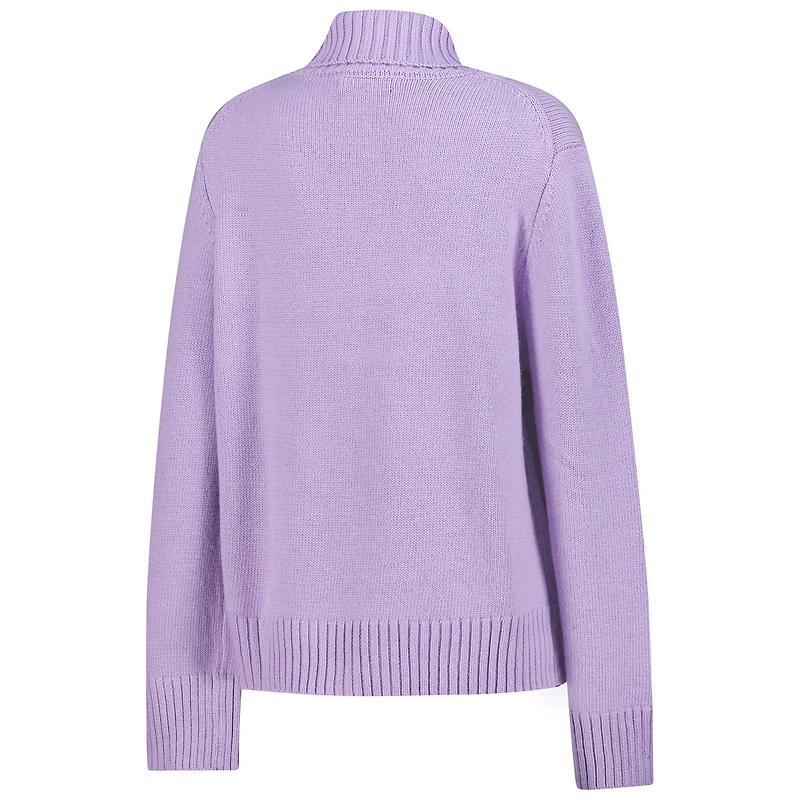Women's Gameday Social Lavender Washington Huskies Chenille Turtleneck Sweater