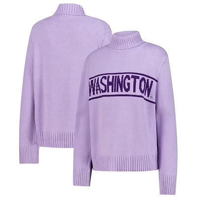 Women's Gameday Social Lavender Washington Huskies Chenille Turtleneck Sweater