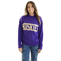 Pull Varsity surdimensionné violet pour femme Gameday Social des Washington Huskies