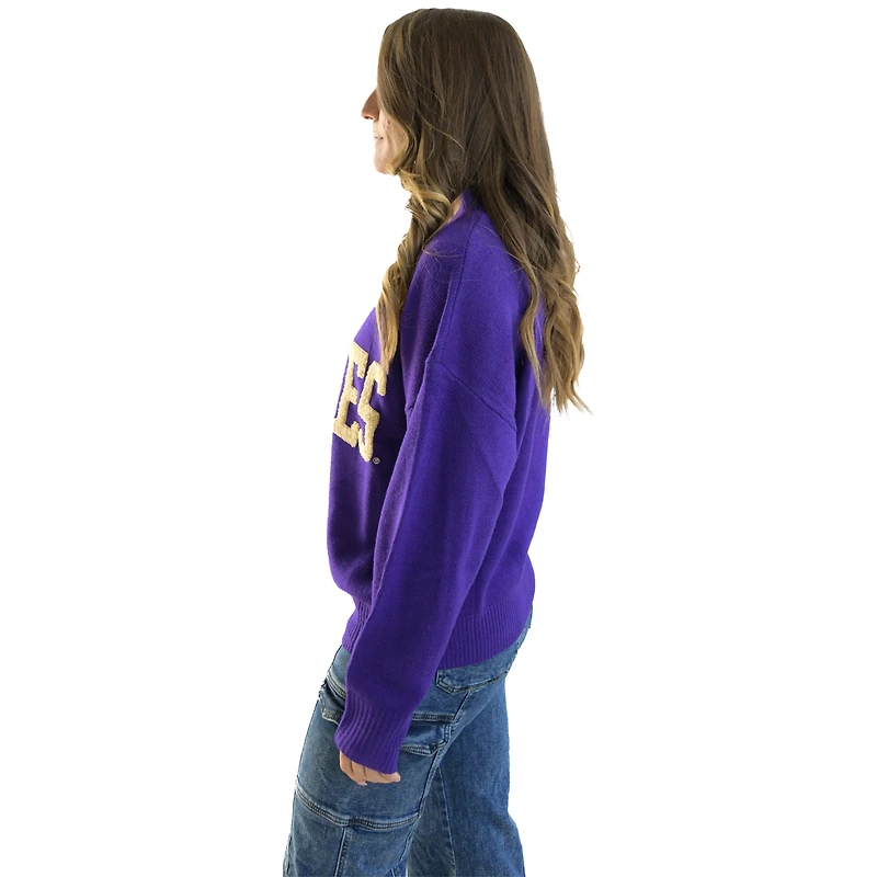 Pull Varsity surdimensionné violet pour femme Gameday Social des Washington Huskies