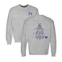 Women's  Heather Gray Washington Huskies Classic Merry Christmas Tree Crewneck Sweatshirt