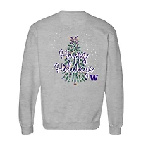 Women's  Heather Gray Washington Huskies Classic Merry Christmas Tree Crewneck Sweatshirt