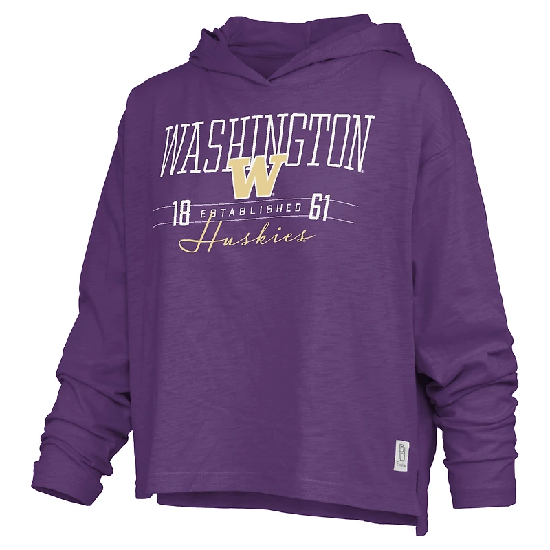 T-shirt à capuche et manches longues Pressbox violet Washington Huskies Castillo Slub pour femme
