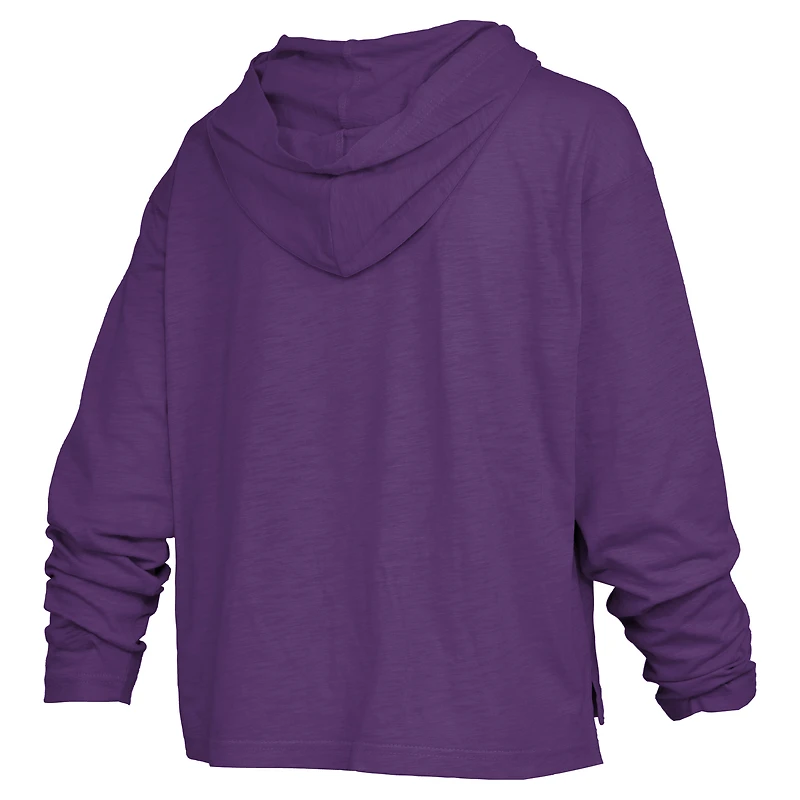 T-shirt à capuche et manches longues Pressbox violet Washington Huskies Castillo Slub pour femme