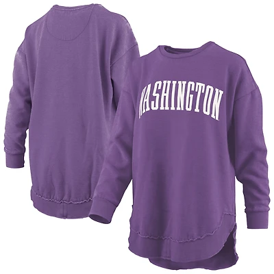 Sweat-shirt à manches longues en polaire vintage Pressbox Purple Washington Huskies Melange Poncho pour femme