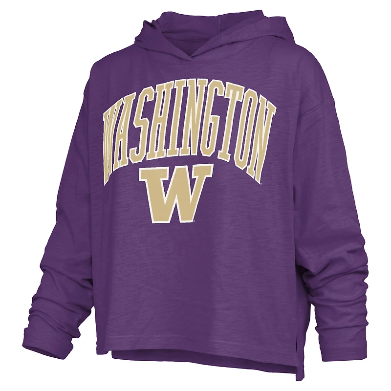 Women's Pressbox Purple Washington Huskies Nelson Arch Over Logo Long Sleeve Hooded Slub T-Shirt