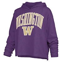 Women's Pressbox  Purple Washington Huskies Nelson Arch Over Logo Long Sleeve Hooded Slub T-Shirt