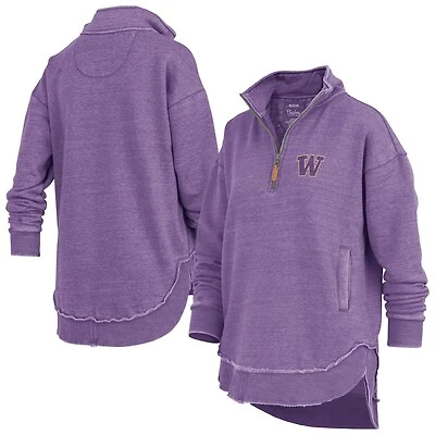 Sweat-shirt zippé quart de tour Northfork Sojourn Poncho violet Pressbox pour femme des Washington Huskies