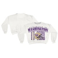 Sweat-shirt rétro surdimensionné Janice blanc des Washington Huskies pour femme, longueur à la taille