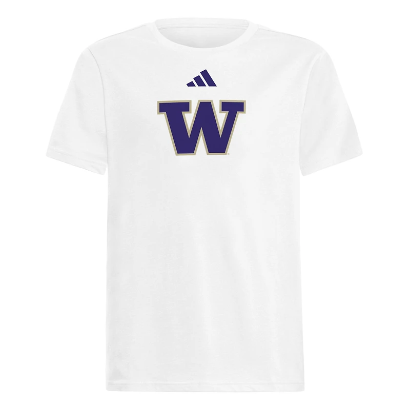 Youth adidas  White Washington Huskies 2023 Sideline Locker Room Logo Fresh T-Shirt