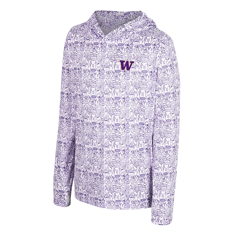 Youth Colosseum Purple Washington Huskies All-Over Print Hoodie
