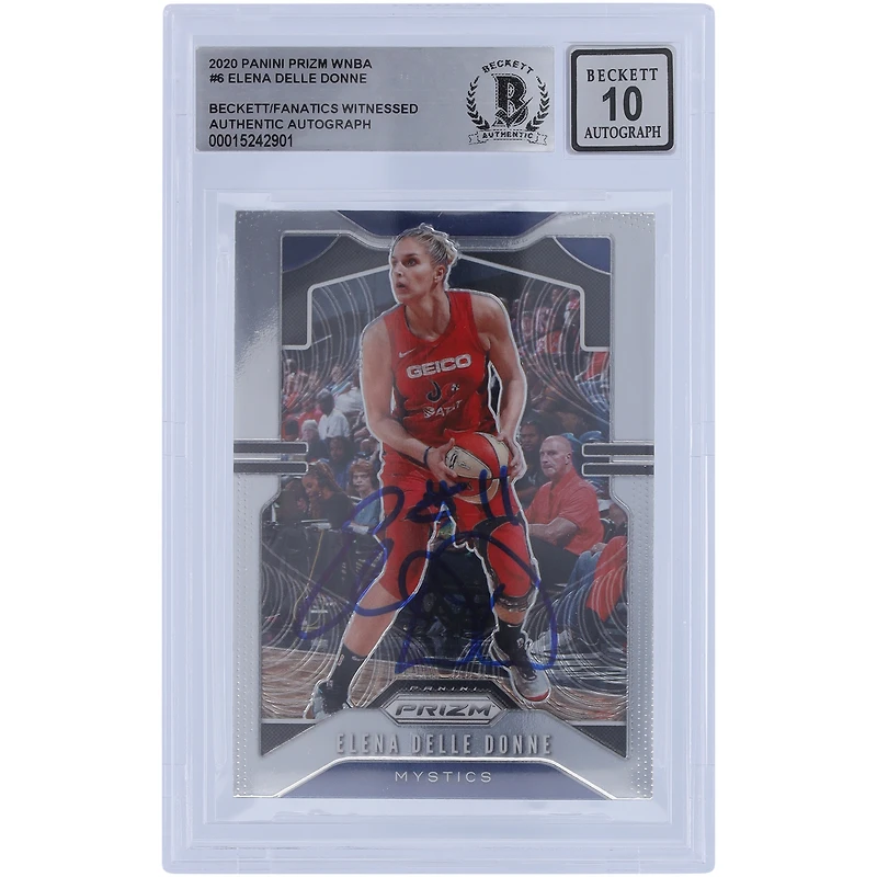 Carte autographiée d'Elena Delle Donne (Washington Mystics) - Panini Prizm 2020 n° 6 - Authentifiée par Beckett Fanatics Witnessed (10 cartes)
