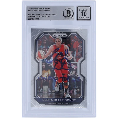 Carte Panini Prizm #81 2021 autographiée par Elena Delle Donne des Washington Mystics, Beckett Fanatics Witnessed Authenticated 10 avec l'inscription « WNBA Top 25 »