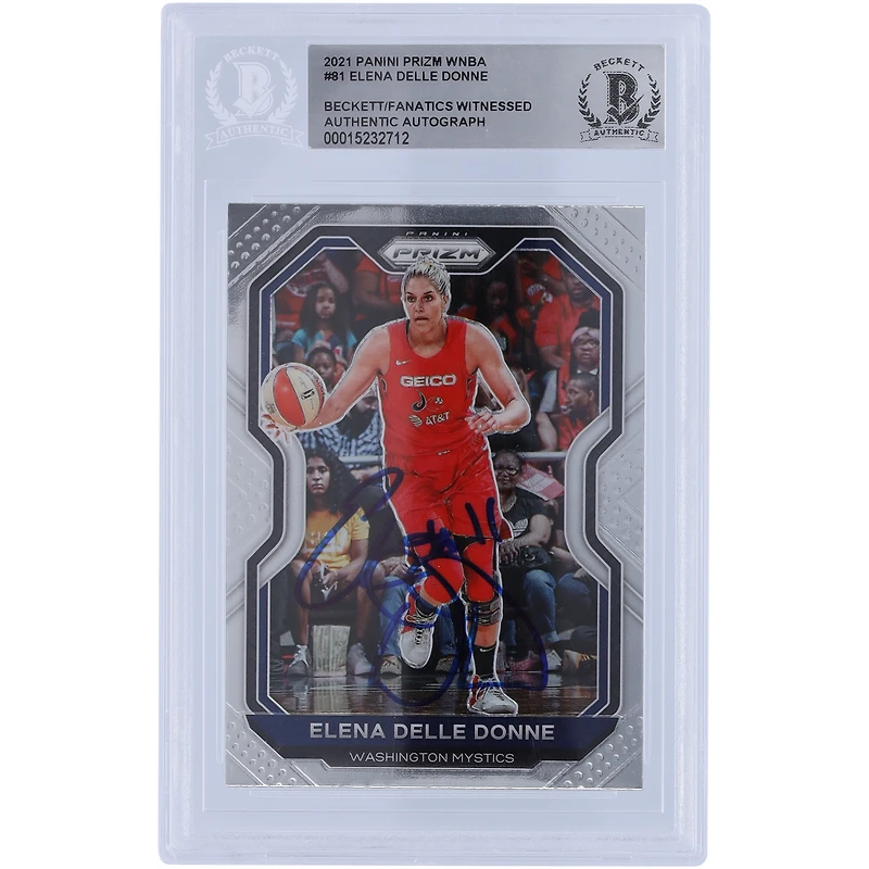 Elena Delle Donne Washington Mystics Autographed 2021 Panini Prizm #81 Beckett Fanatics Witnessed Authenticated Card