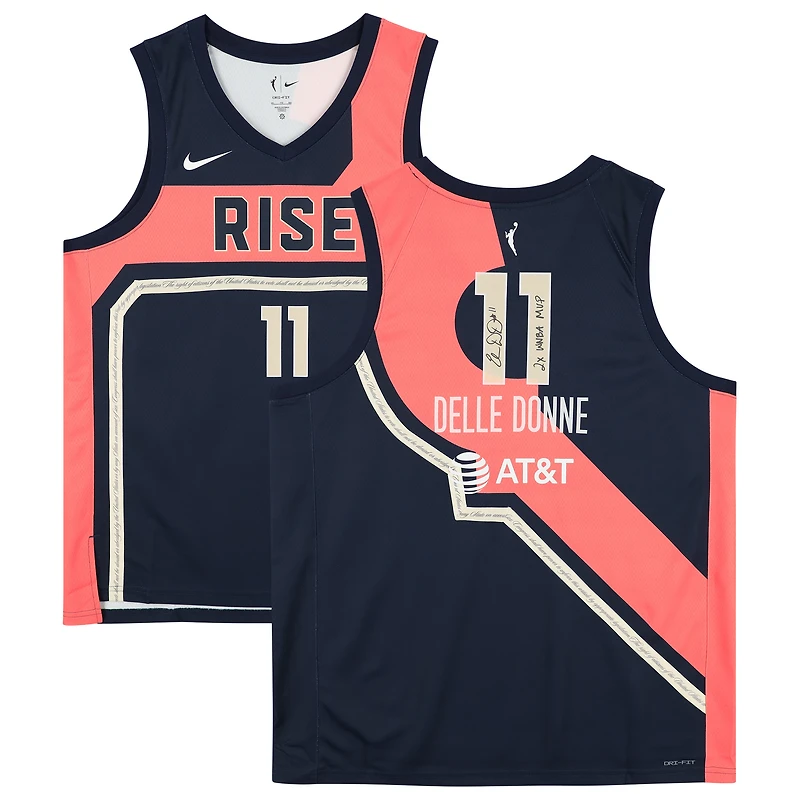 Maillot de joueur dédicacé Nike 2022 Rebel Edition Victory bleu marine par Elena Delle Donne des Washington Mystics avec inscription « 2x WNBA MVP »