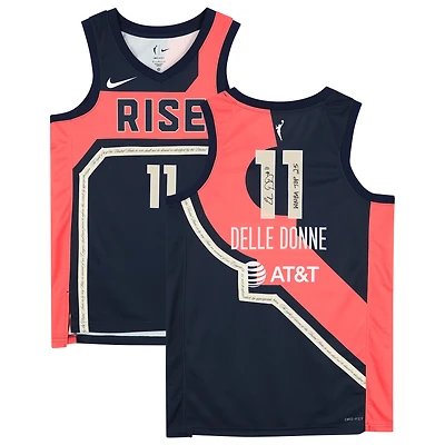 Maillot de joueur dédicacé Nike 2022 Rebel Edition Victory bleu marine par Elena Delle Donne des Washington Mystics avec inscription « WNBA Top 25 »