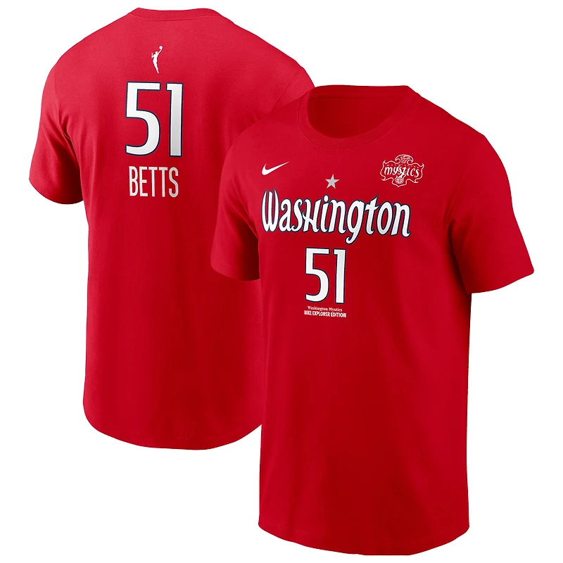 Men's Nike Lauren Betts Red Washington Mystics Explorer Edition Name & Number T-Shirt