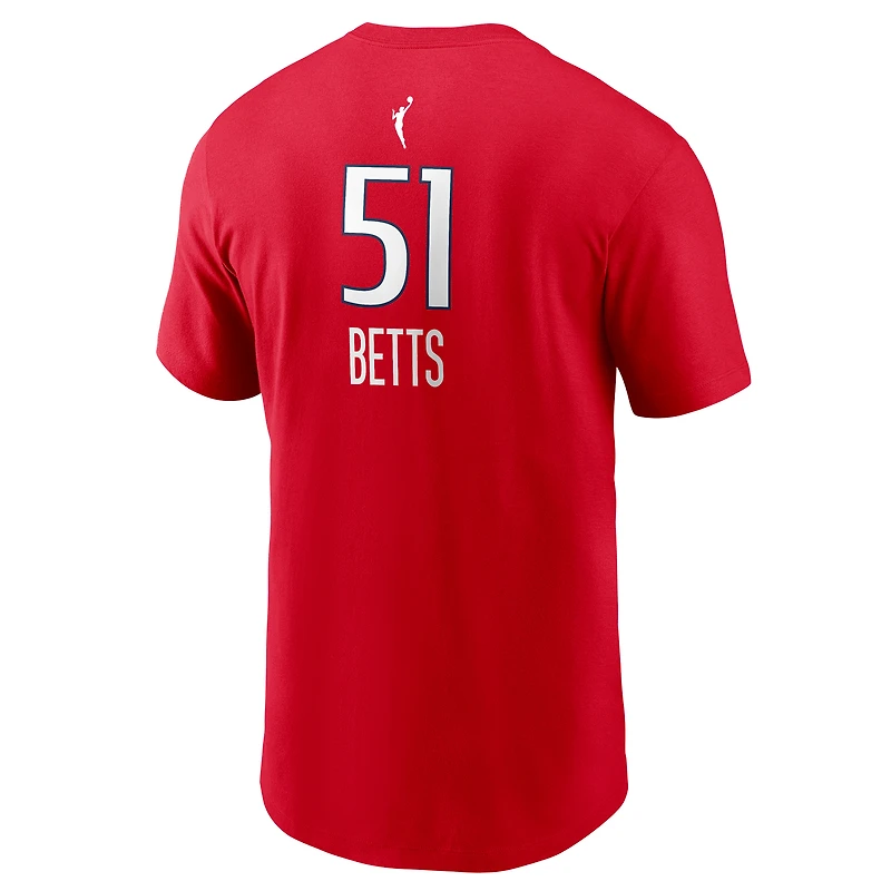Men's Nike Lauren Betts Red Washington Mystics Explorer Edition Name & Number T-Shirt