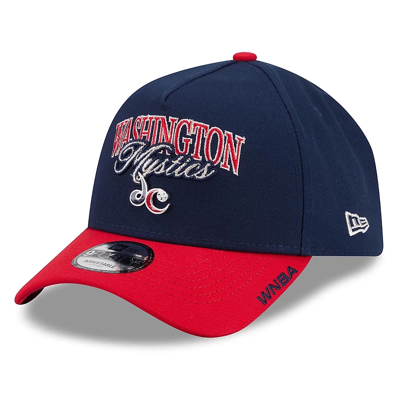 Casquette unisexe New Era bleu marine/rouge Washington Mystics WNBA Tip-Off 2026 avec écusson en métal et monture en A - Modèle 9FORTY ajustable