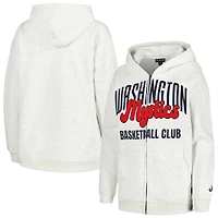 Sweat à capuche entièrement zippé délavé The Wild Collective pour femmes, gris chiné, Washington Mystics