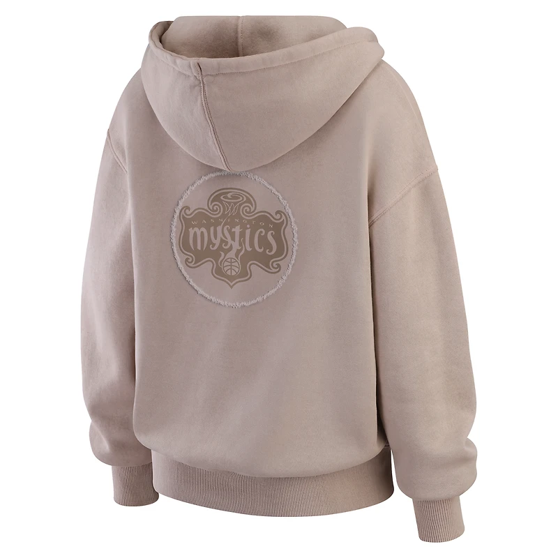 Women's WEAR by Erin Andrews  Tan Washington Mystics Washed Pullover Crewdie