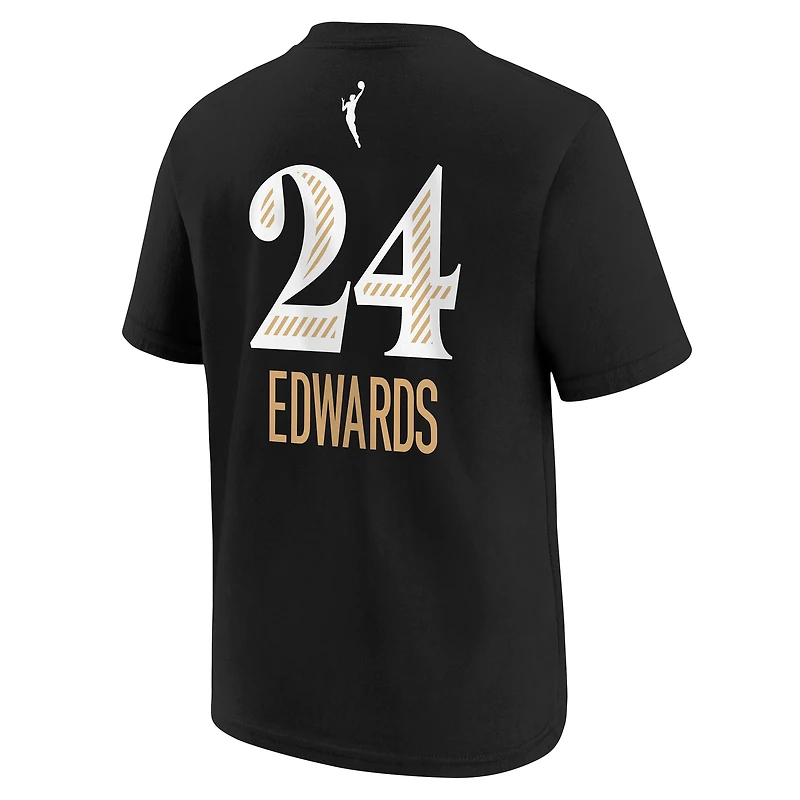 T-shirt Nike Aaliyah Edwards pour jeune, noir, Washington Mystics Draft Rebel Edition, nom et numéro