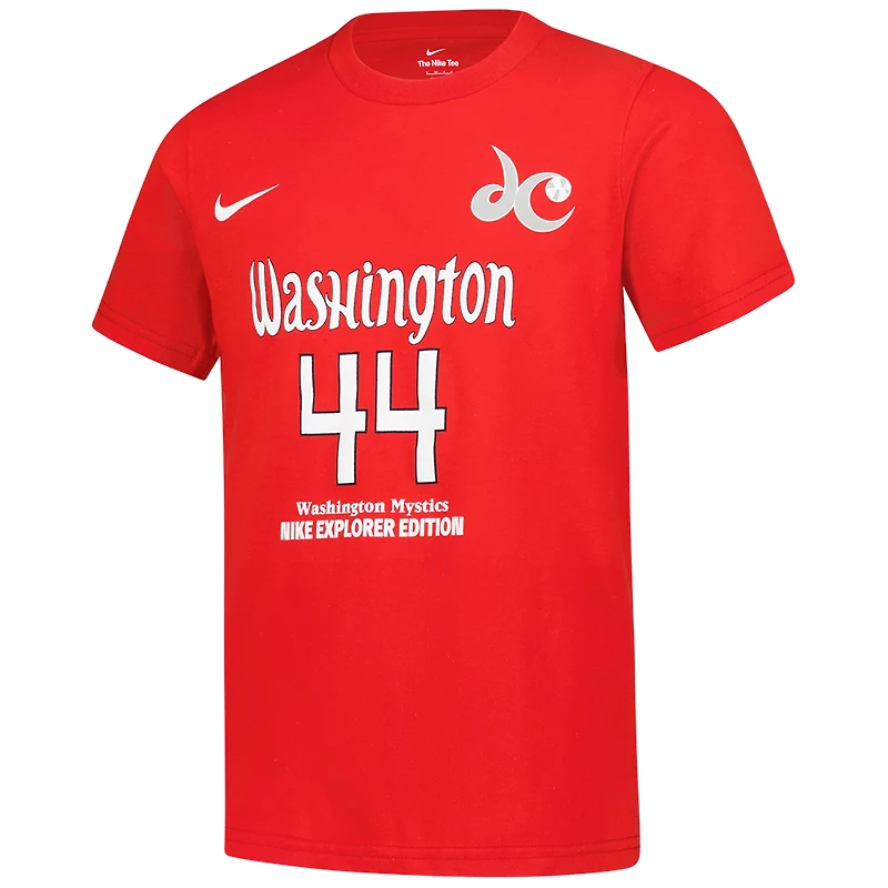 T-shirt Nike Kiki Iriafen rouge pour jeune, édition Explorer, Washington Mystics, avec nom et numéro
