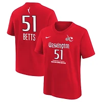 T-shirt Nike Lauren Betts rouge Washington Mystics Explorer Edition pour enfant, avec nom et numéro