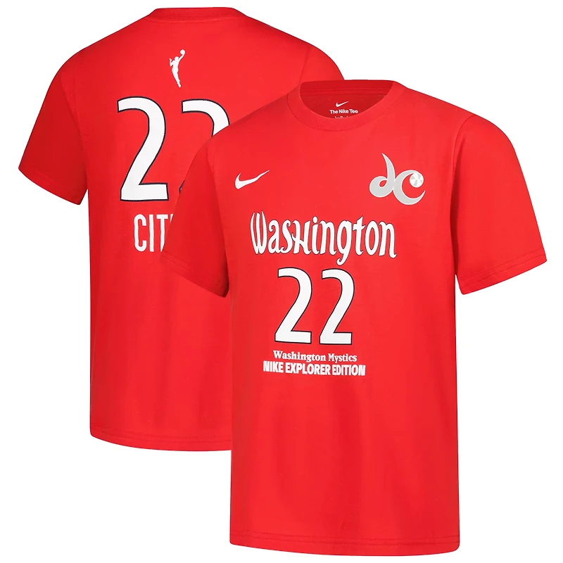 T-shirt Nike Sonia Citron pour jeune, édition Explorer, Washington Mystics, rouge, avec nom et numéro