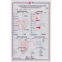Washington Nationals Game-Used Lineup Card vs. Atlanta Braves on April 22, 2026