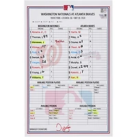  Washington Nationals Game-Used Lineup Card vs. Atlanta Braves on May 30, 2024