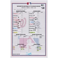  Washington Nationals Game-Used Lineup Card vs. Colorado Rockies on June 21, 2024
