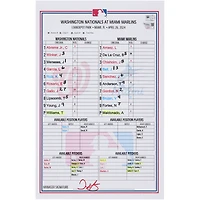  Washington Nationals Game-Used Lineup Card vs. Miami Marlins on April 26, 2024