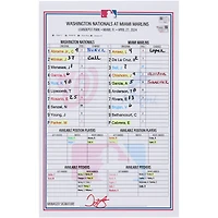  Washington Nationals Game-Used Lineup Card vs. Miami Marlins on April 27, 2024