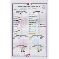  Washington Nationals Game-Used Lineup Card vs. Miami Marlins on April 28, 2024