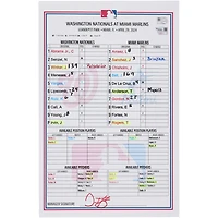 Washington Nationals Game-Used Lineup Card vs. Miami Marlins on April 29, 2024