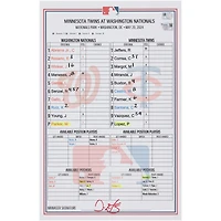  Washington Nationals Game-Used Lineup Card vs. Minnesota Twins on May 20, 2024