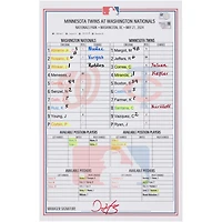  Washington Nationals Game-Used Lineup Card vs. Minnesota Twins on May 21, 2024