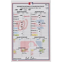 Feuille de composition utilisée par les Washington Nationals lors du match contre les Philadelphia Phillies le 1er avril 2026