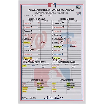 Carte de composition des Nationals de Washington contre les Phillies de Philadelphie, le 17 août 2025