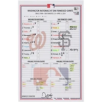 Washington Nationals Game-Used Lineup Card vs. San Francisco Giants on April 9, 2024