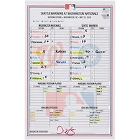  Washington Nationals Game-Used Lineup Card vs. Seattle Mariners on May 25, 2024