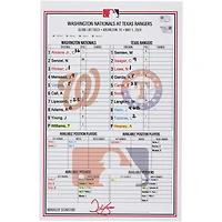  Washington Nationals Game-Used Lineup Card vs. Texas Rangers on May 1, 2024