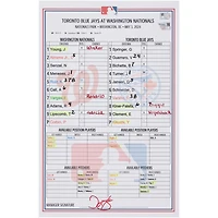  Washington Nationals Game-Used Lineup Card vs. Toronto Blue Jays on May 3, 2024