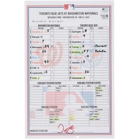  Washington Nationals Game-Used Lineup Card vs. Toronto Blue Jays on May 4, 2024