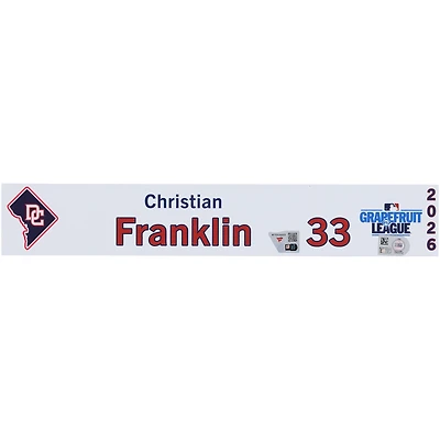 Plaque nominative n° 33 des Washington Nationals, remise à un joueur lors du camp d'entraînement printanier de la MLB 2026